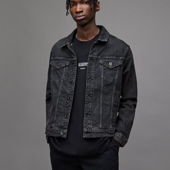 Allsaints Sheba Denim Jacket Large Gray - Picture 1 of 10